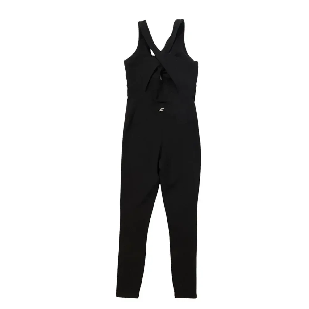 NWT Fabletics Pure Luxe Oasis Twist Front Pocket 7/8 Jumpsuit - Black - Size S - Picture 4 of 9